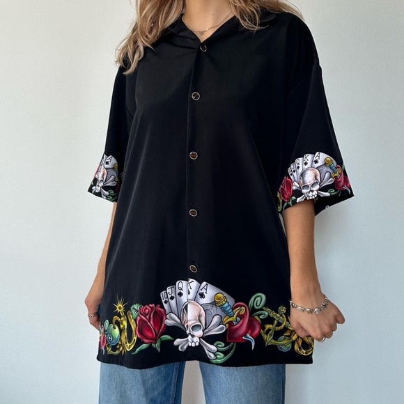 Nikki Sixx Dragonfly Poker Skull Shirt Size Large - Picture 2 of 8